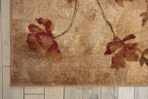 4' X 6' Ivory Tan And Red Floral Non Skid Area Rug