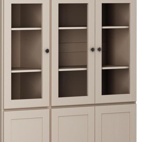 72" Beige Solid Wood Six Door Two Drawer Pantry Or Storage Closet