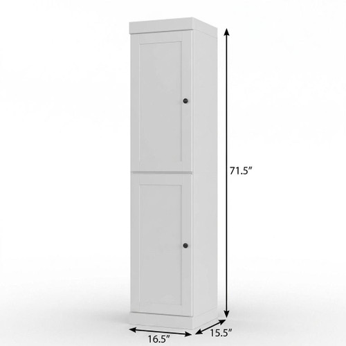 17" White Solid Wood Free Standing Double Door Linen Cabinet