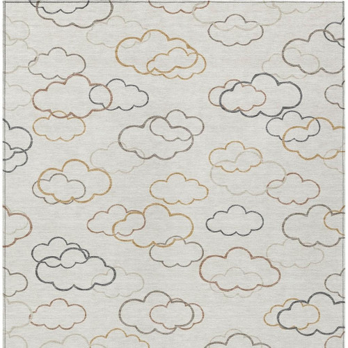 3' X 5' Linen And Wheat Abstract Washable Indoor Outdoor Area Rug