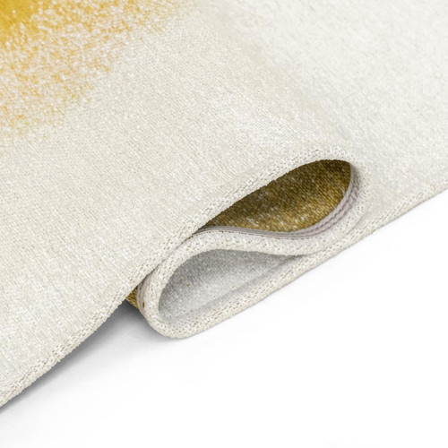 9' X 13' Gold And White Abstract Washable Area Rug With UV Protection