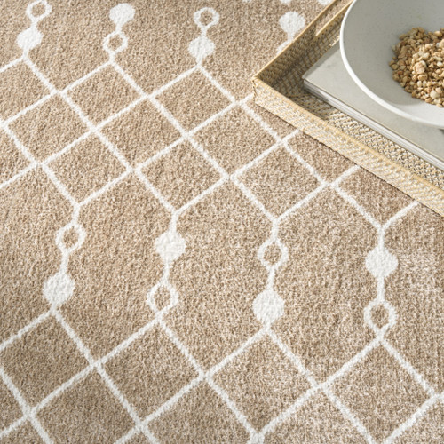 7' X 9' Tan Geometric Area Rug