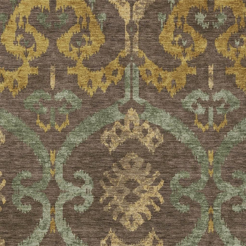8' X 10' Chocolate And Brown Ikat Washable Indoor Outdoor Area Rug