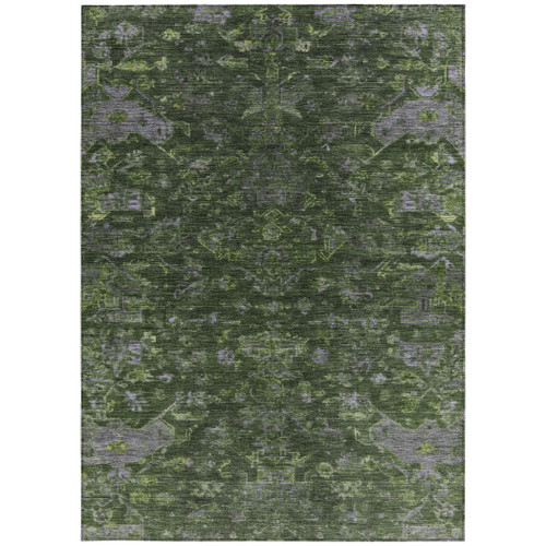 8' X 10' Olive Green And Gray Medallion Washable Indoor Outdoor Area Rug