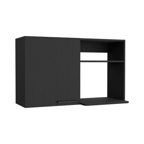 39" Black Wood Wall Mounted Accent Cabinet With Single Door