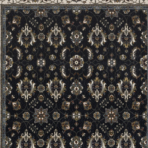 5' X 8' Blue And Ivory Oriental Area Rug With Fringe