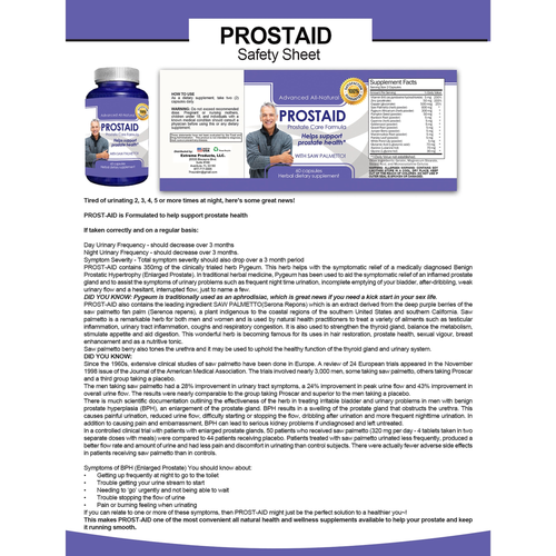 ProstAid Prostate care formula with Saw Palmetto (60 capsules)