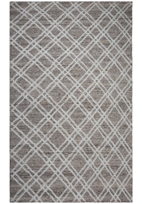 8' X 10' Tan And Ivory Wool Geometric Hand Tufted Area Rug