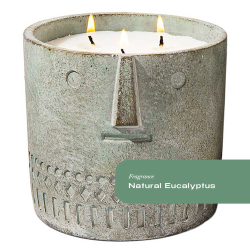 Natural Eucalyptus Stone Face Candle 