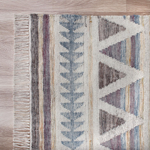 2' X 3' Gray And Tan Jute Geometric Hand Woven Area Rug