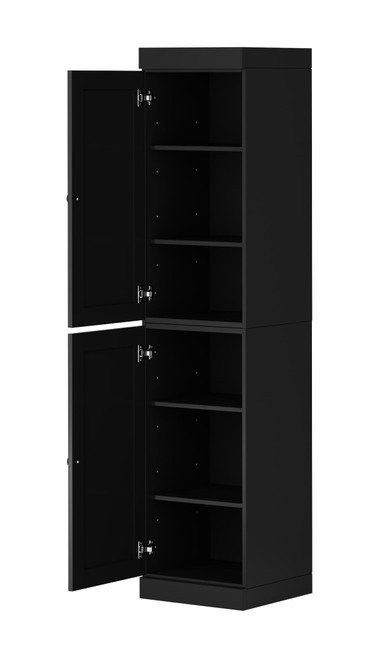 72" Black Solid Wood Two Door Pantry Or Storage Closet