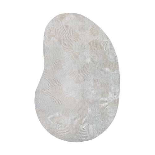 8' X 11' Tan And White Abstract Washable Area Rug With UV Protection