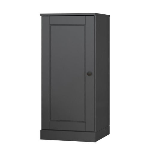 36" Gray Solid Wood Adjustable Three Tier Library Bookcase with One Door