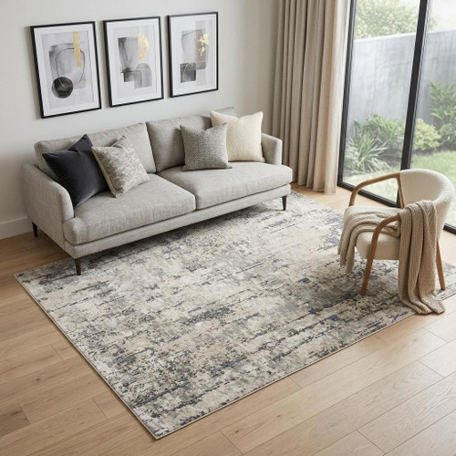 5' X 7' Gray And Ivory Abstract Area Rug