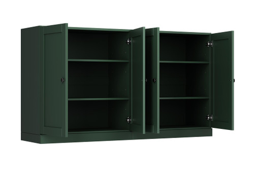 64" Green Solid Wood Sideboard With Four Doors