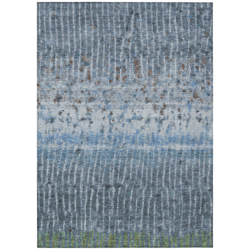 3' X 5' Blue And Green Abstract Washable Indoor Outdoor Area Rug