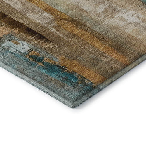 10' X 14' Beige And Teal Abstract Washable Area Rug With UV Protection
