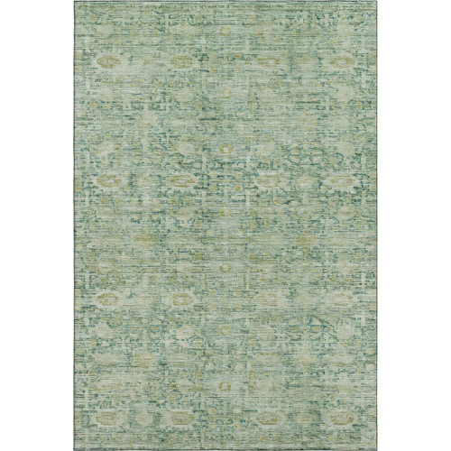 3' X 5' Artichoke Green And Teal Oriental Washable Area Rug With UV Protection