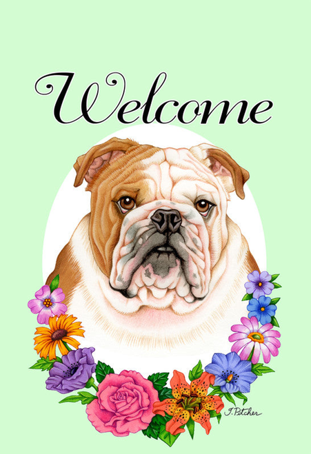 Bulldog - Best of Breed Welcome Flowers Garden Flag ..