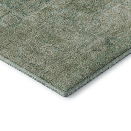 9' X 12' Sage And Beige Oriental Washable Area Rug With UV Protection
