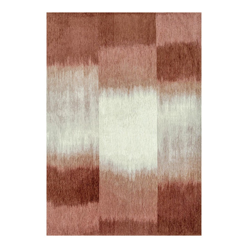 8' X 11' Red And White Abstract Washable Area Rug With UV Protection