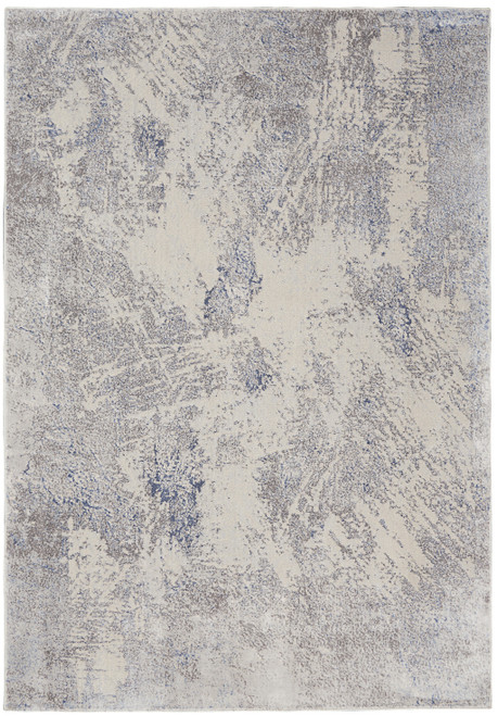 5' X 7' Ivory Blue And Gray Abstract Non Skid Area Rug