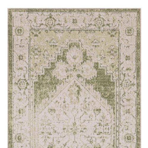 10' Cream Floral Distressed Runner Rug