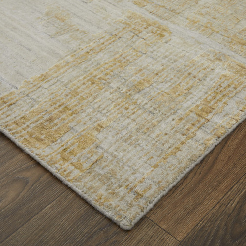 10' X 14' Yellow and Ivory Abstract Hand Woven Area Rug