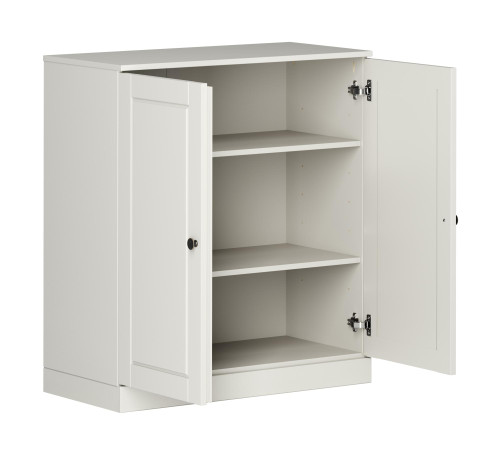 32" Off White Solid Wood Raised Panel Double Door Linen Cabinet