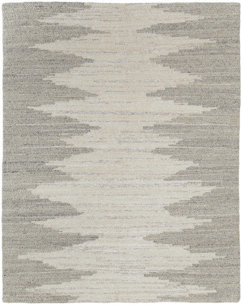 9' X 13' Gray and Ivory Ombre Hand Woven Area Rug