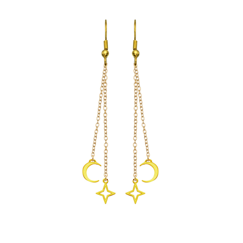Starlight Moon and Star Charm Earrings