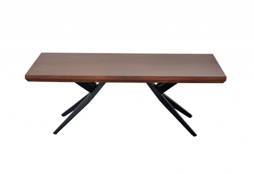 Brown Black Wood Metal Coffee Table