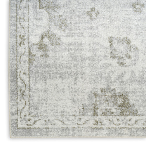 7' X 9' Ivory Floral Distressed Area Rug