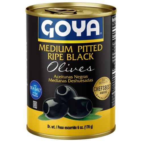 GOYA MEDIUM RIPE BLACK OLIVES PITTED 