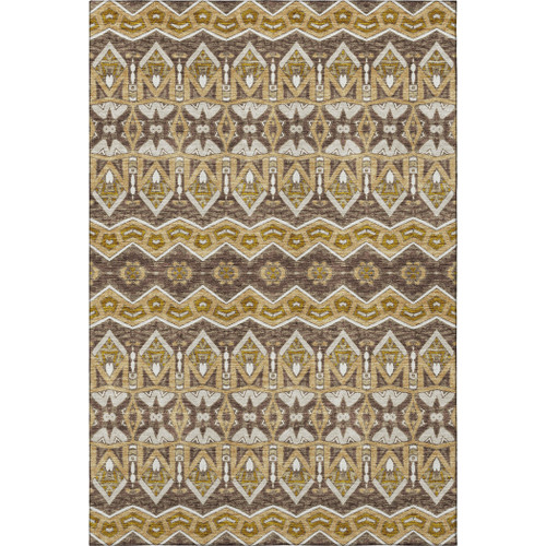8' X 10' Gold Brown And Ivory Moroccan Washable Area Rug With UV Protection
