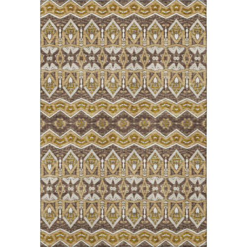 8' X 10' Gold Brown And Ivory Moroccan Washable Area Rug With UV Protection