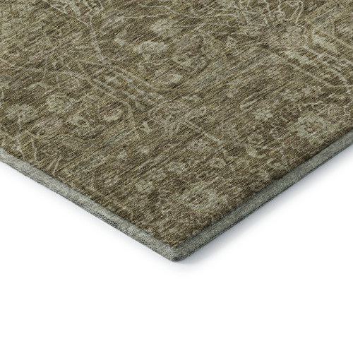 10' X 14' Brown And Beige Floral Washable Area Rug With UV Protection