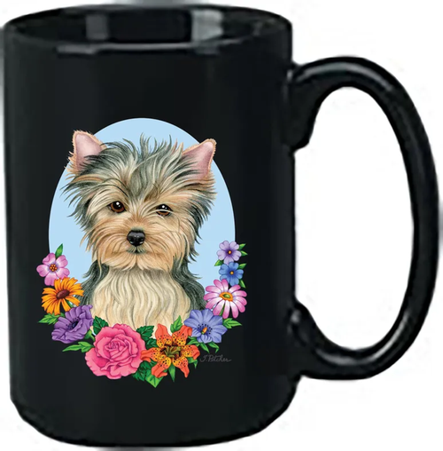 Yorkie Puppy Cut - Best of Breed Ceramic 15oz Coffee Black Mug