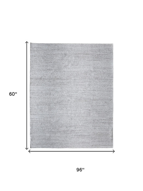 5' X 8' Silver Handmade Indoor Outdoor Area Rug