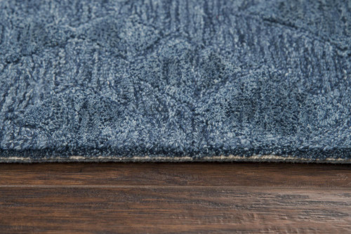 9' X 12' Blue And Dark Blue Wool Geometric Hand Tufted Area Rug