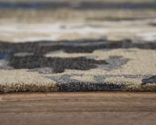 8' X 10' Beige And Blue Abstract Hand Tufted Area Rug