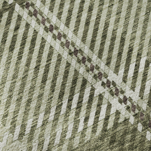 8' X 10' Artichoke Green And Ivory Plaid Washable Area Rug With UV Protection