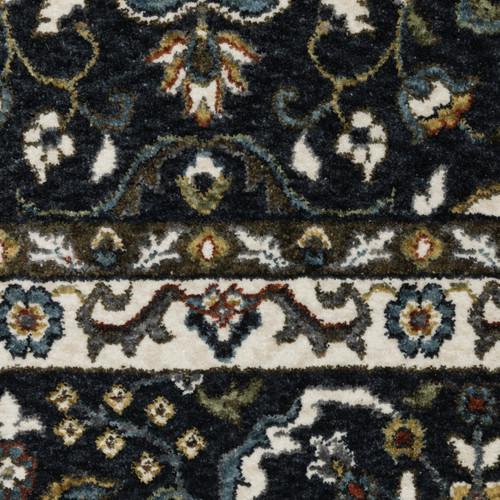10' X 13' Navy Blue And Gold Medallion Area Rug With Fringe