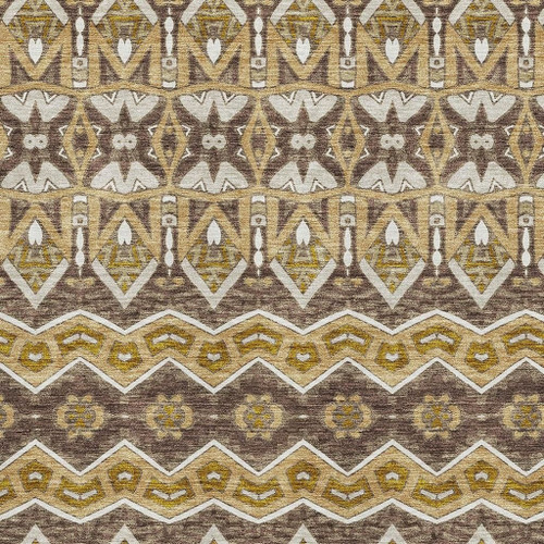 10' X 14' Gold Brown And Ivory Moroccan Washable Area Rug With UV Protection