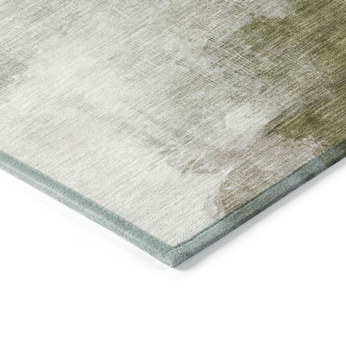 8' X 10' Green And Gold Abstract Washable Indoor Outdoor Area Rug