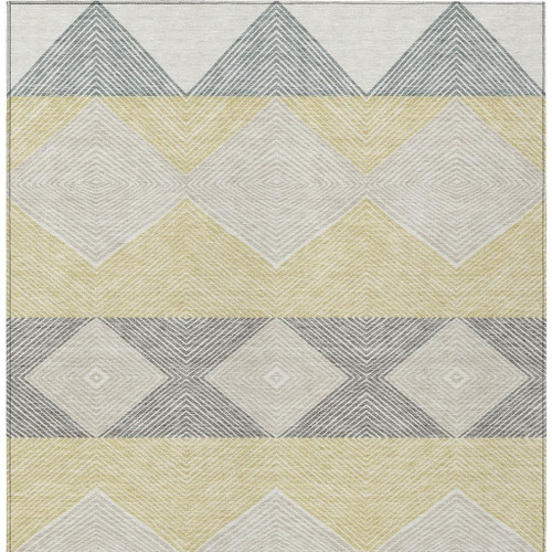 8' X 10' Ivory And Gray Geometric Washable Indoor Outdoor Area Rug