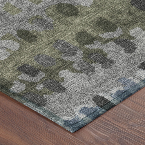 9' X 12' Blue And Gray Geometric Washable Indoor Outdoor Area Rug