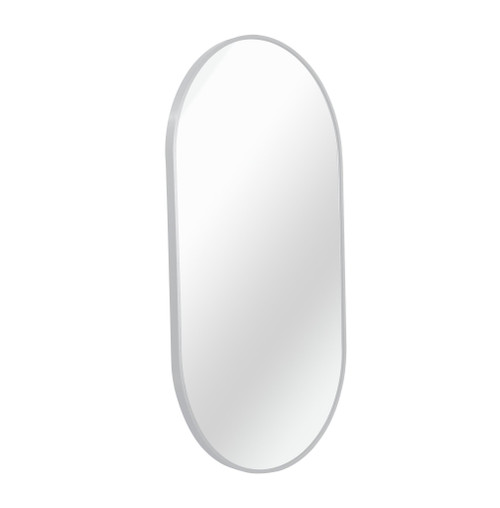 33" Silver Aluminum Oval Framed Full Length Hanging Mirror