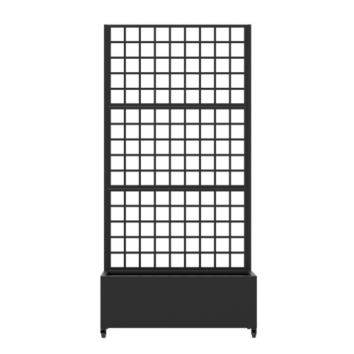 Set of Two Black Geometric Galvanized Metal Rectangular Planter Box