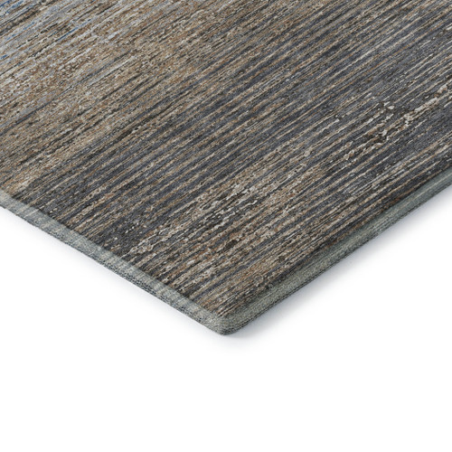 10' X 14' Pewter Gray And Beige Striped Washable Area Rug With UV Protection